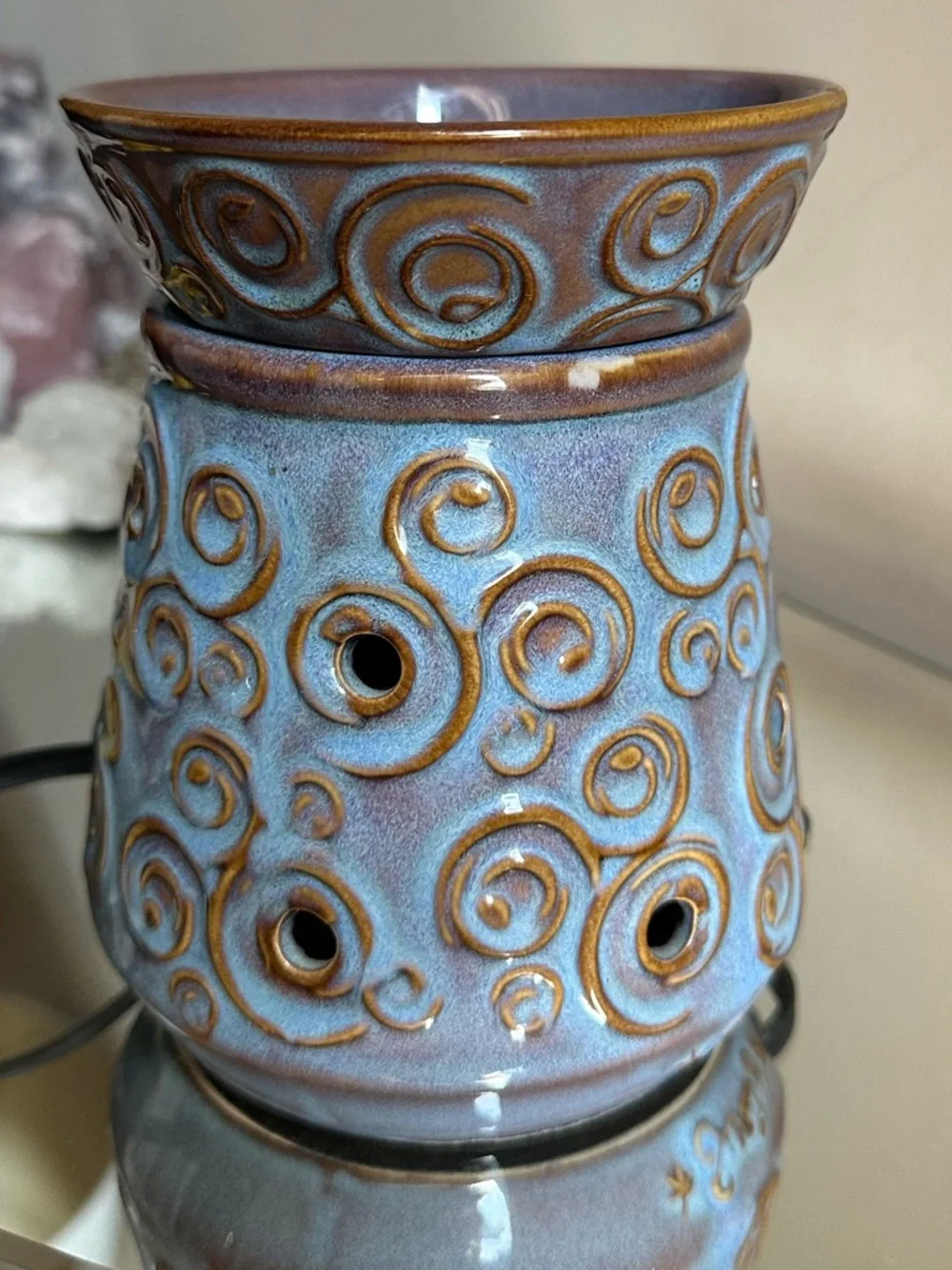Scentsy Lisbon Blue and Brown Swirl Ceramic Full Sized Electric Warmer